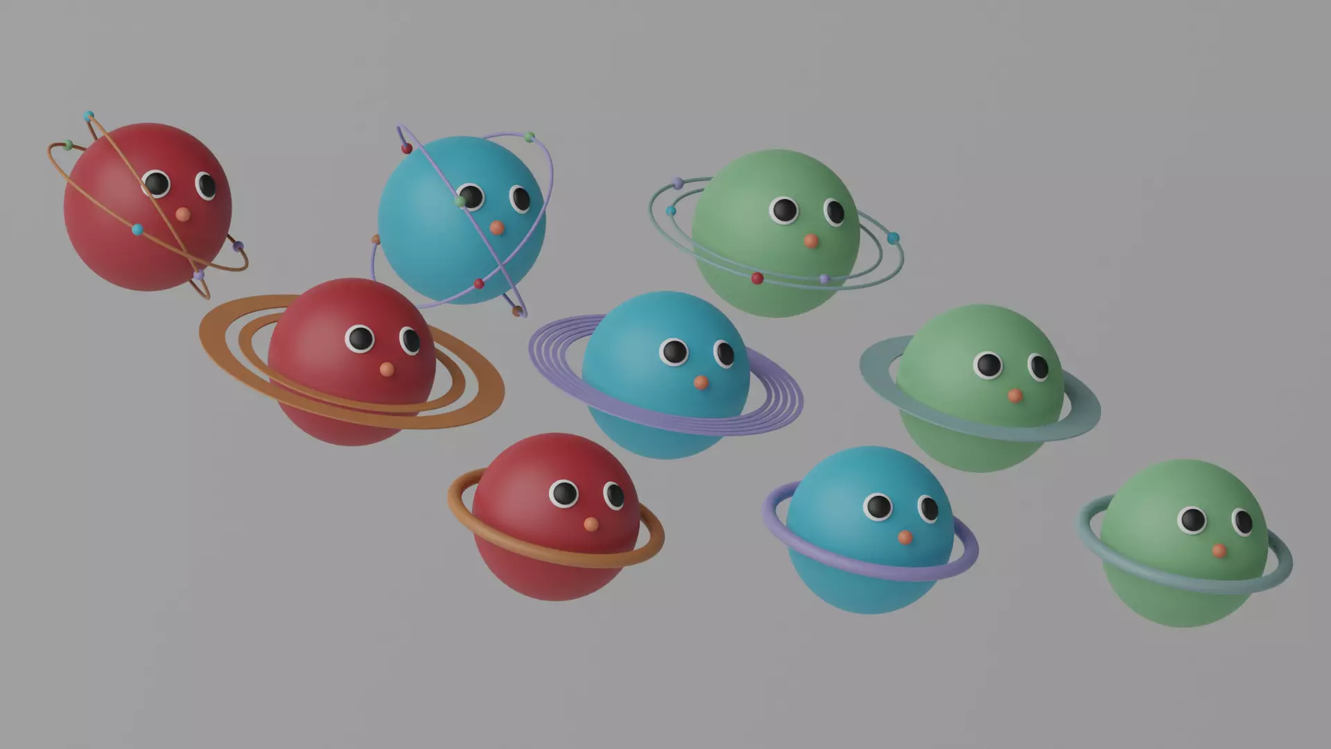 Cartoon Cute Planets Stars Collection Low-poly 3D model_0