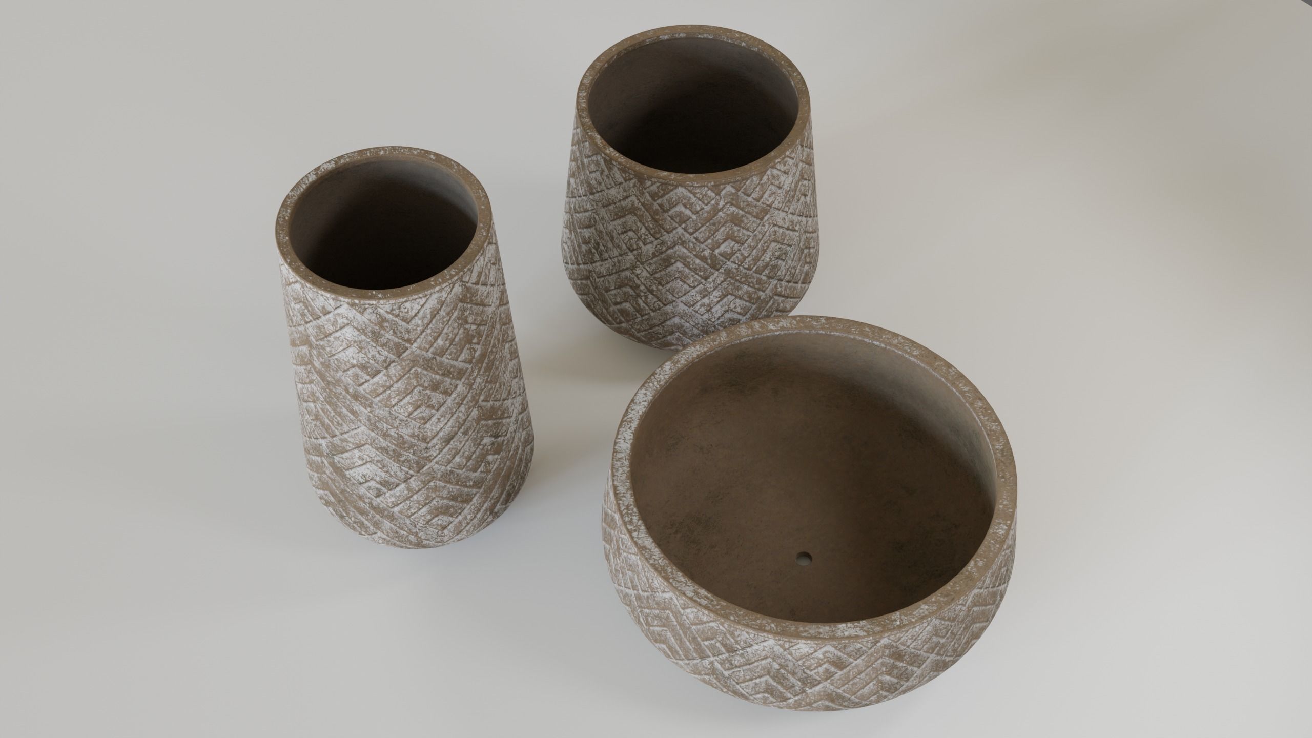 Rustic planters 3D model_1