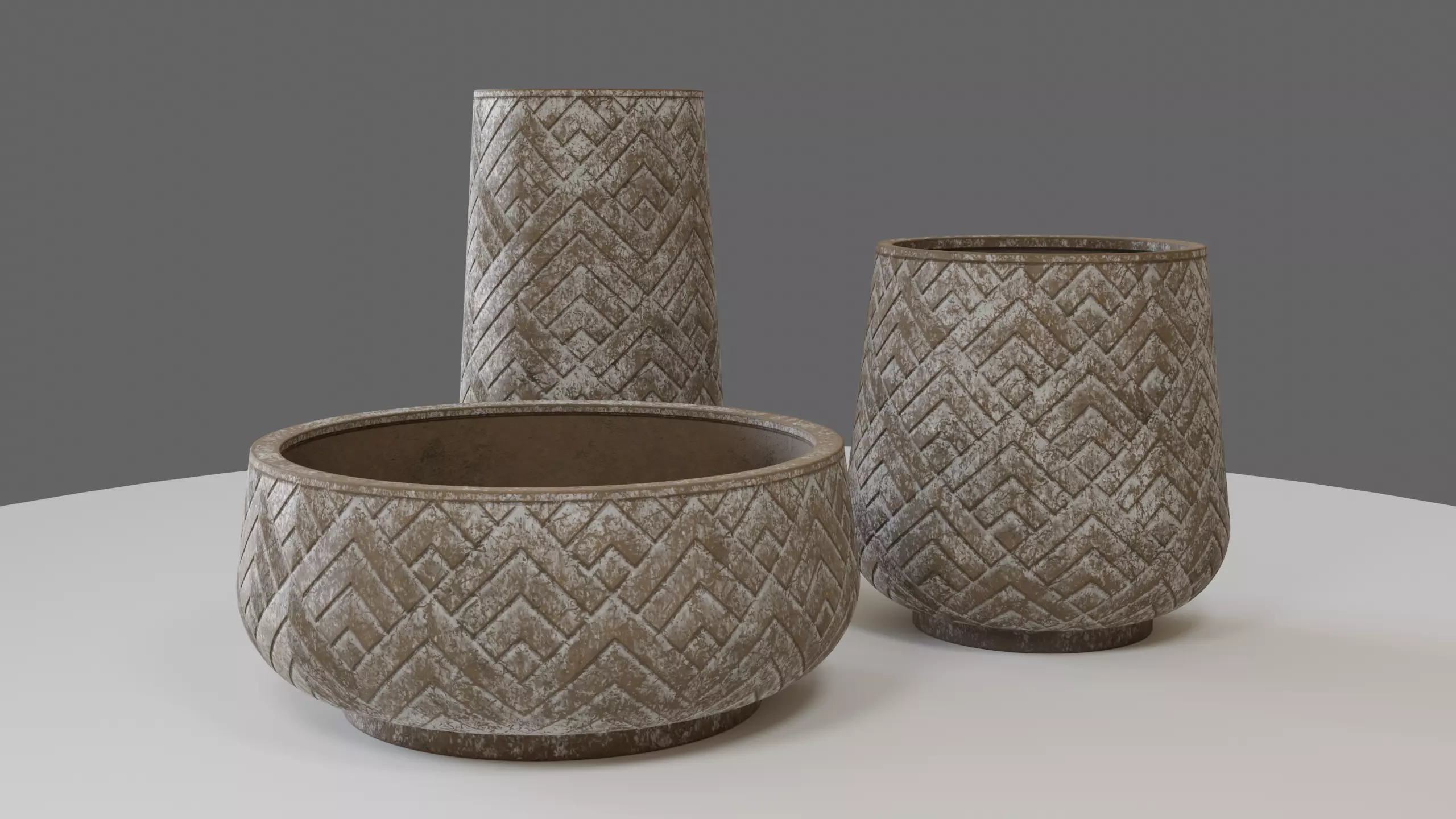 Rustic planters 3D model_0
