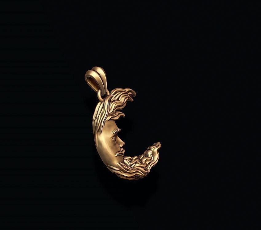 Moon pendant 3D print model_1