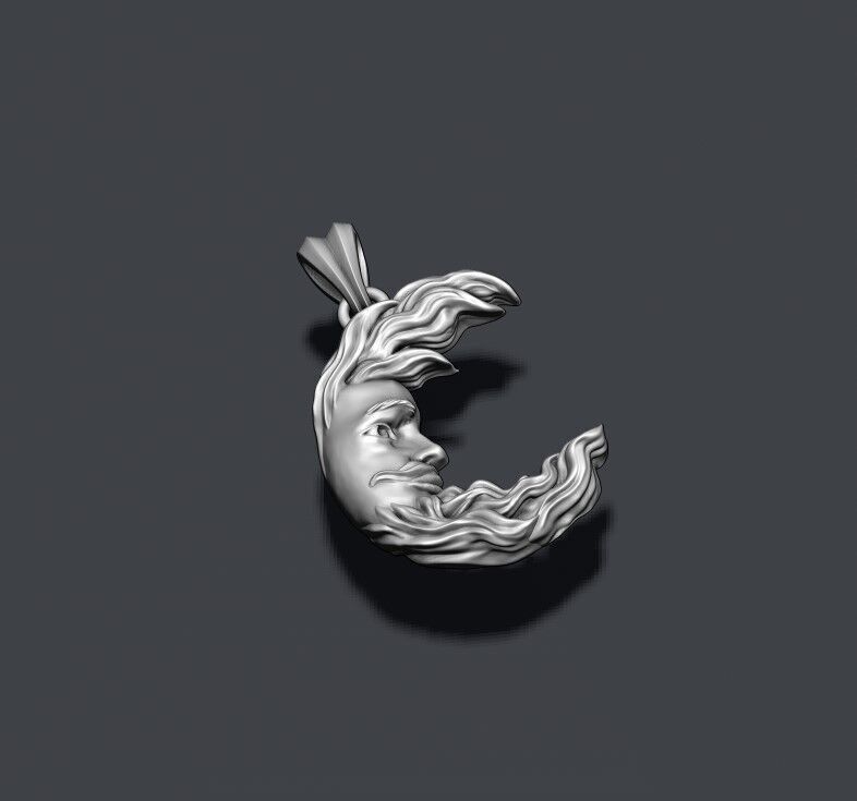 Moon pendant 3D print model_6