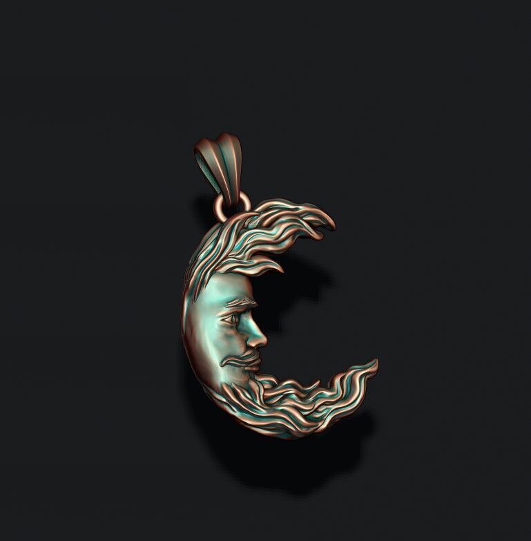 Moon pendant 3D print model_3