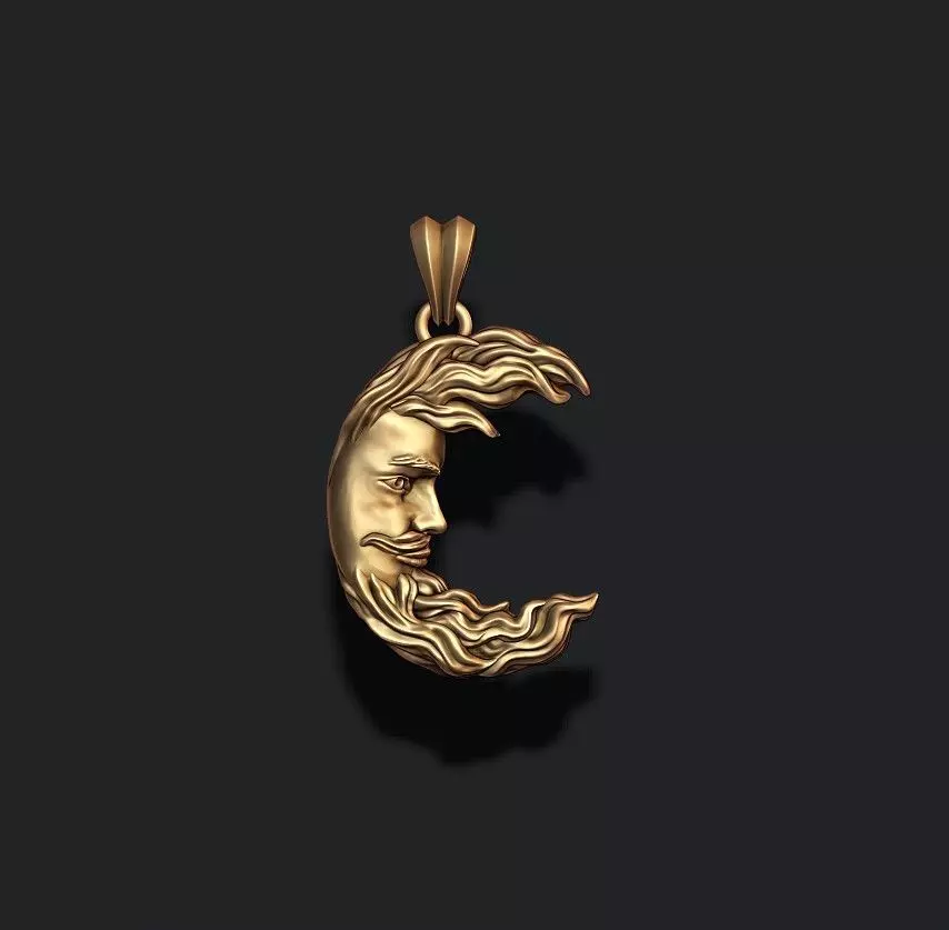 Moon pendant 3D print model_0