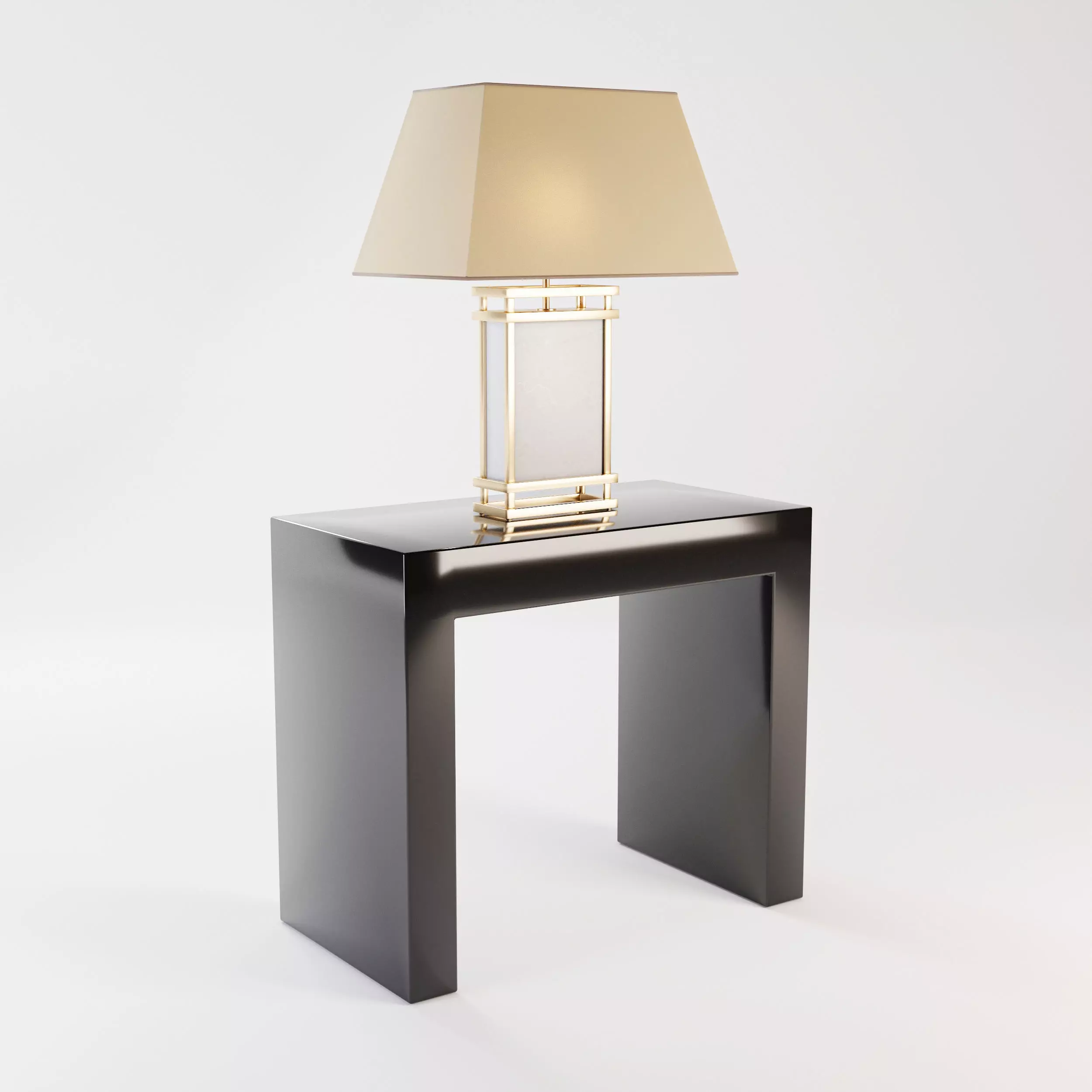Modern table and lamp Low-poly 3D model_0