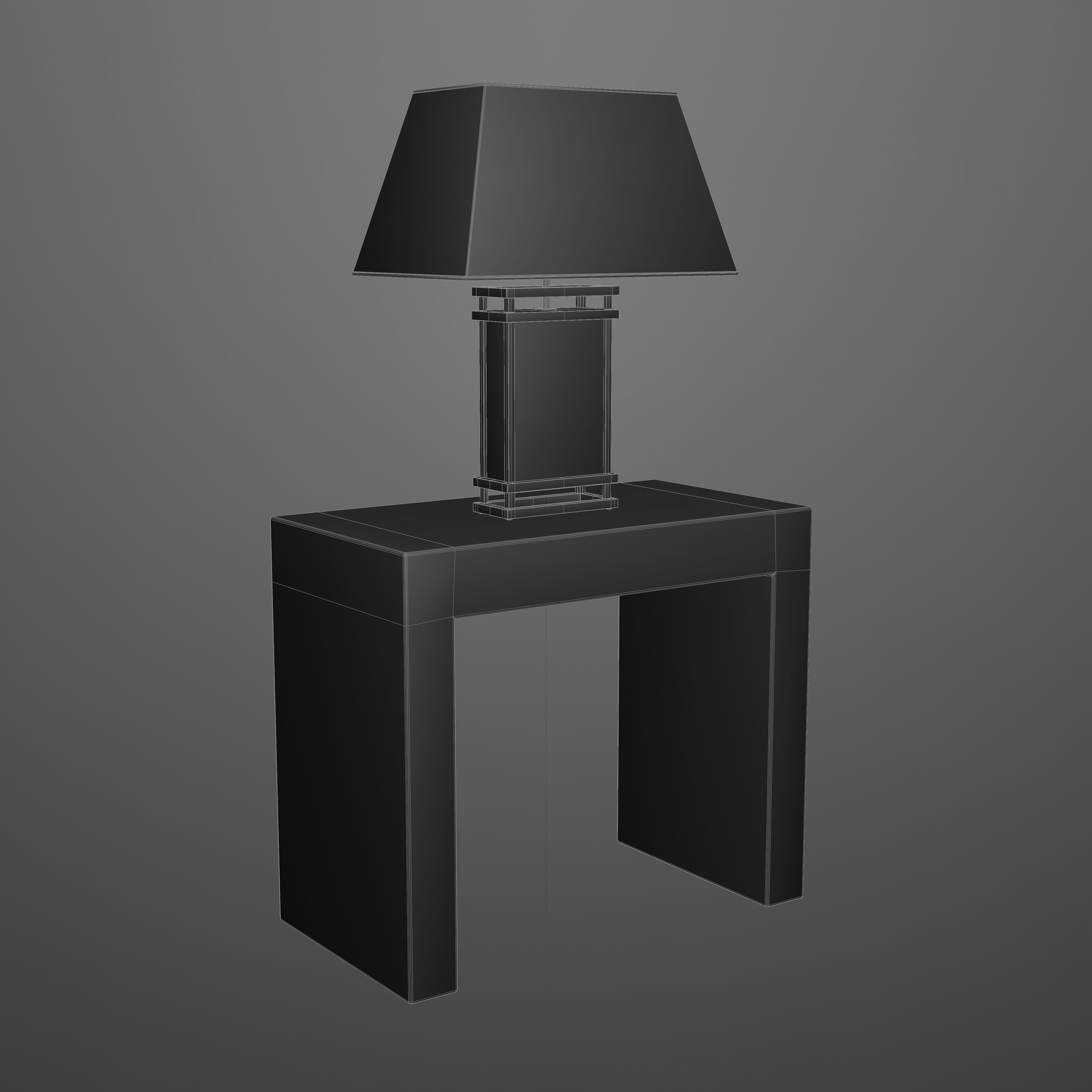 Modern table and lamp Low-poly 3D model_3