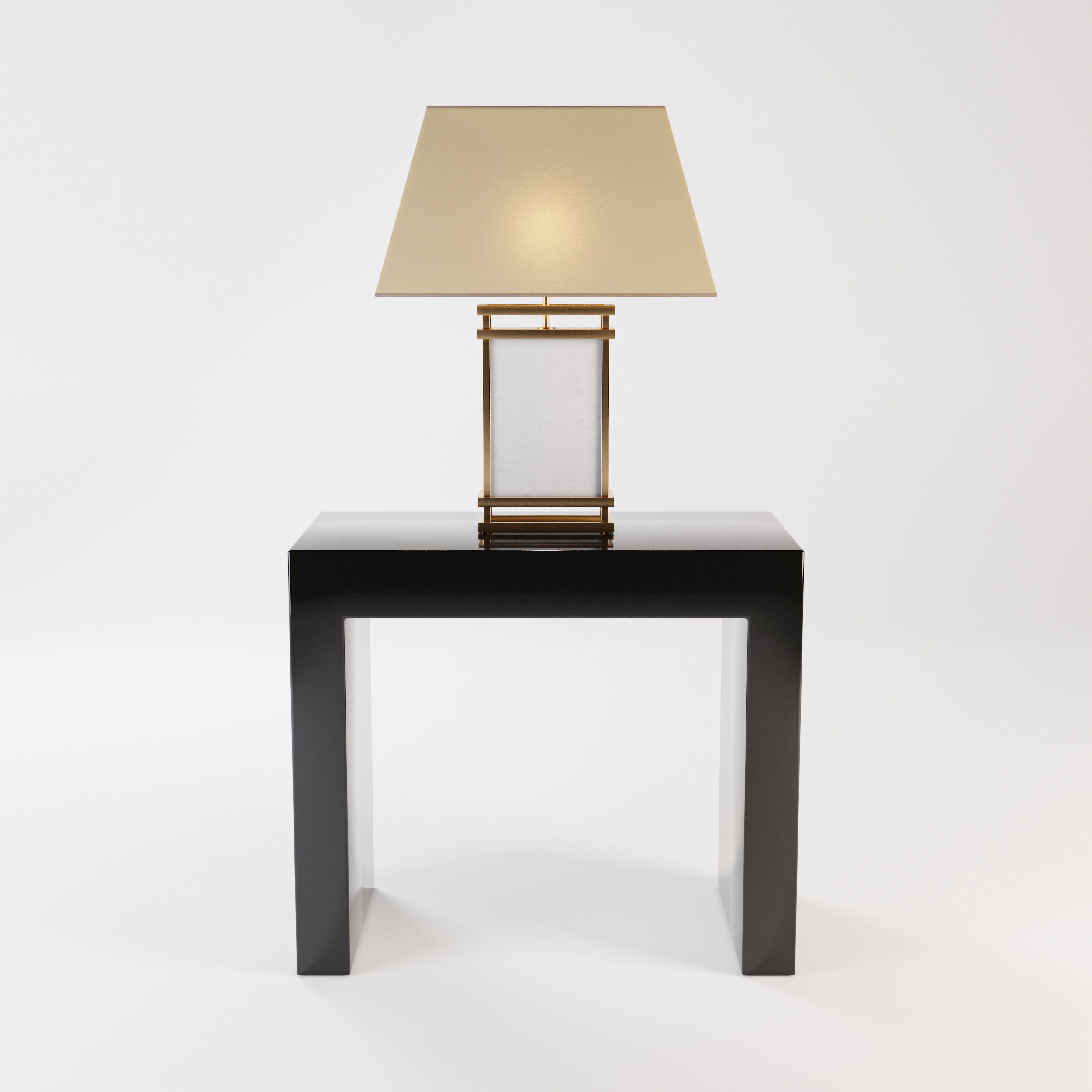 Modern table and lamp Low-poly 3D model_1