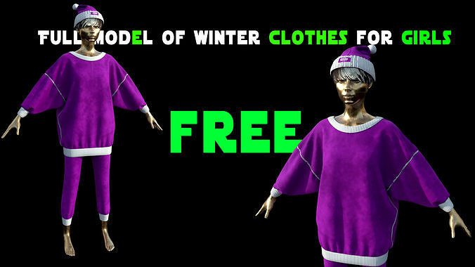 Winter clothes for girls Free 3D model
