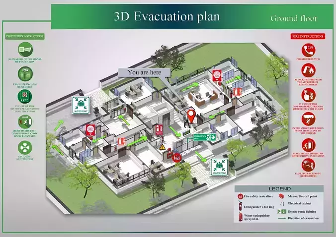 3D Evacuation plan Administration  3D model