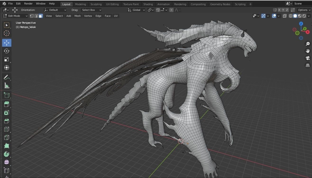 Valak Dragon for your games and animation Low-poly 3D model_11