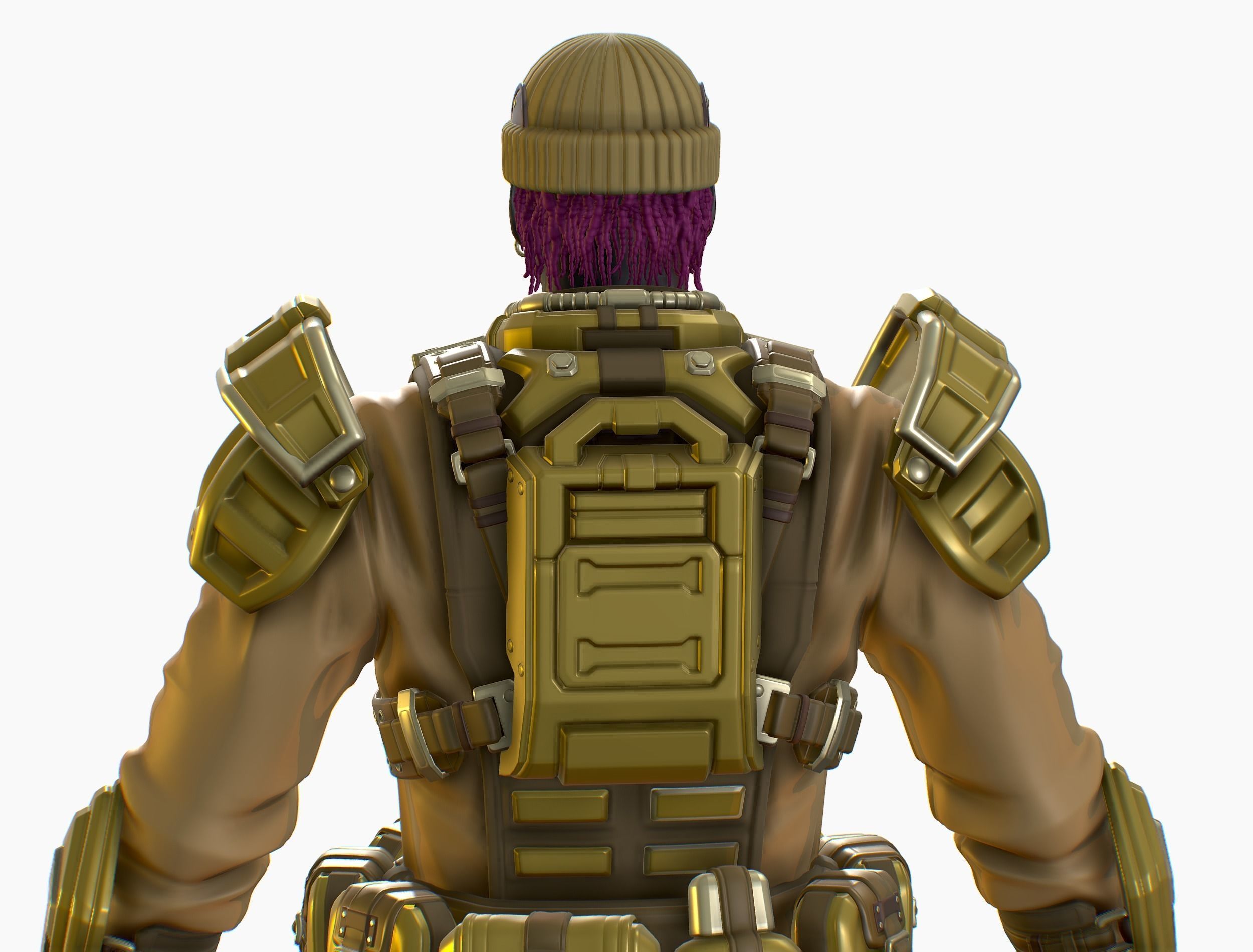 High Poly Man Military Heavy Armor Future 3D model_17