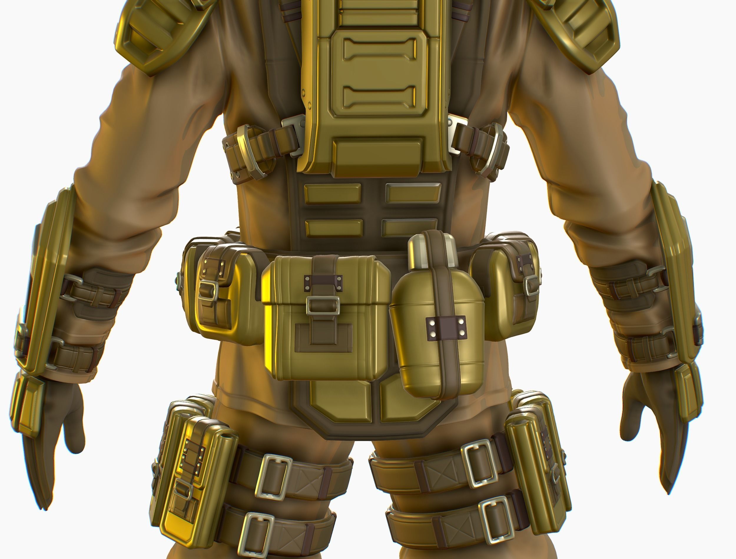 High Poly Man Military Heavy Armor Future 3D model_18