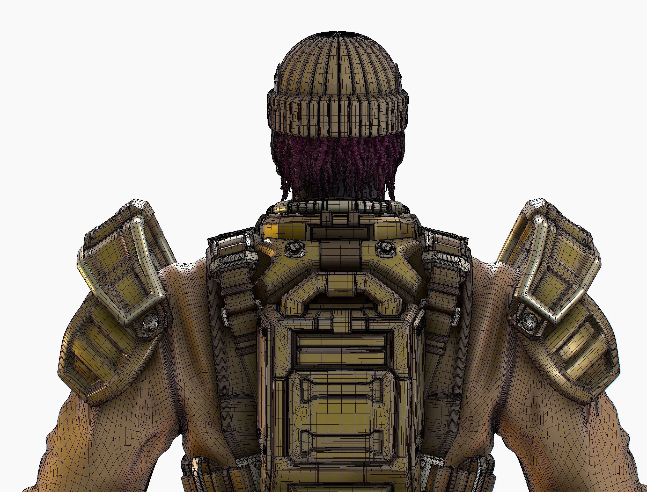 High Poly Man Military Heavy Armor Future 3D model_23