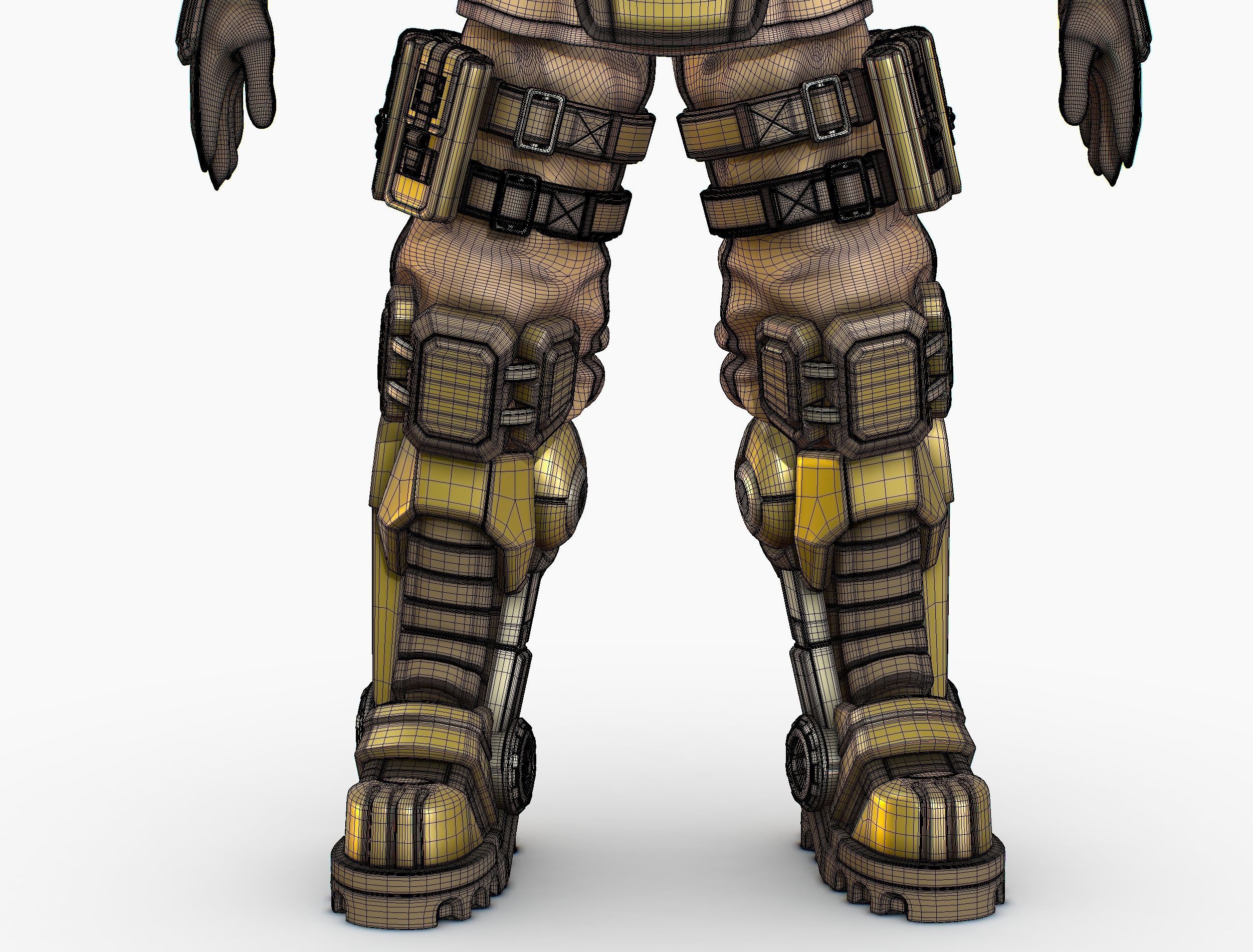 High Poly Man Military Heavy Armor Future 3D model_26