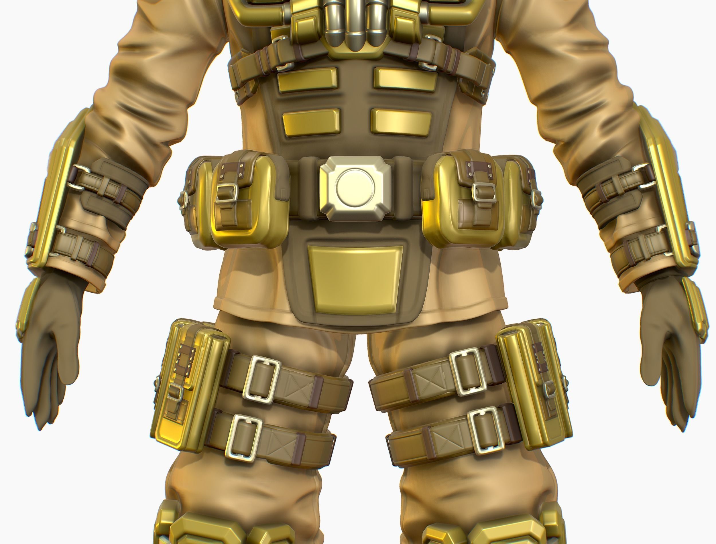 High Poly Man Military Heavy Armor Future 3D model_15