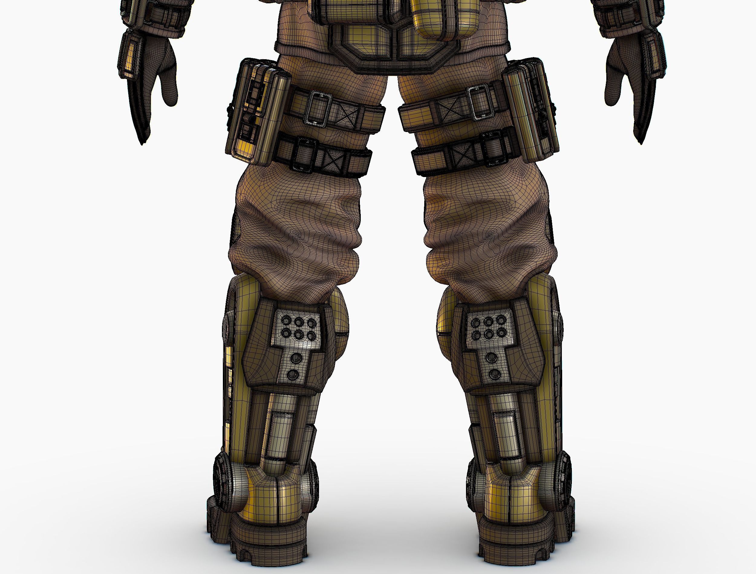 High Poly Man Military Heavy Armor Future 3D model_27