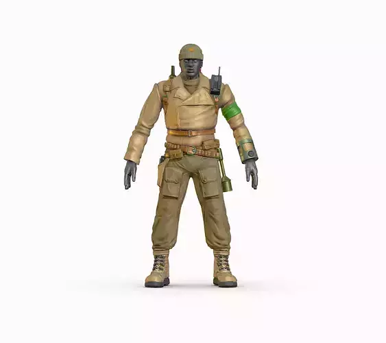 High Poly Man Leather Jacket Military Outfit