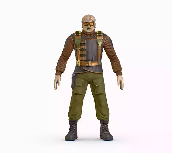 High Poly Male Technician Sweater Leather Jacket