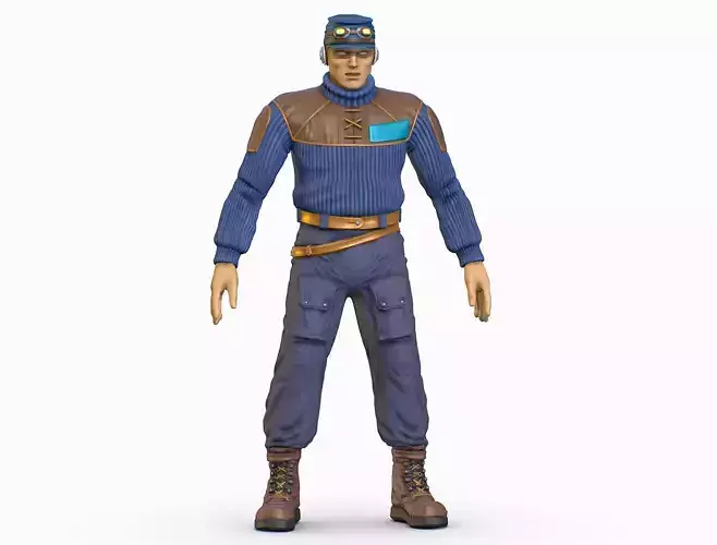 High Poly Male Technician Sweater Leather Jacket