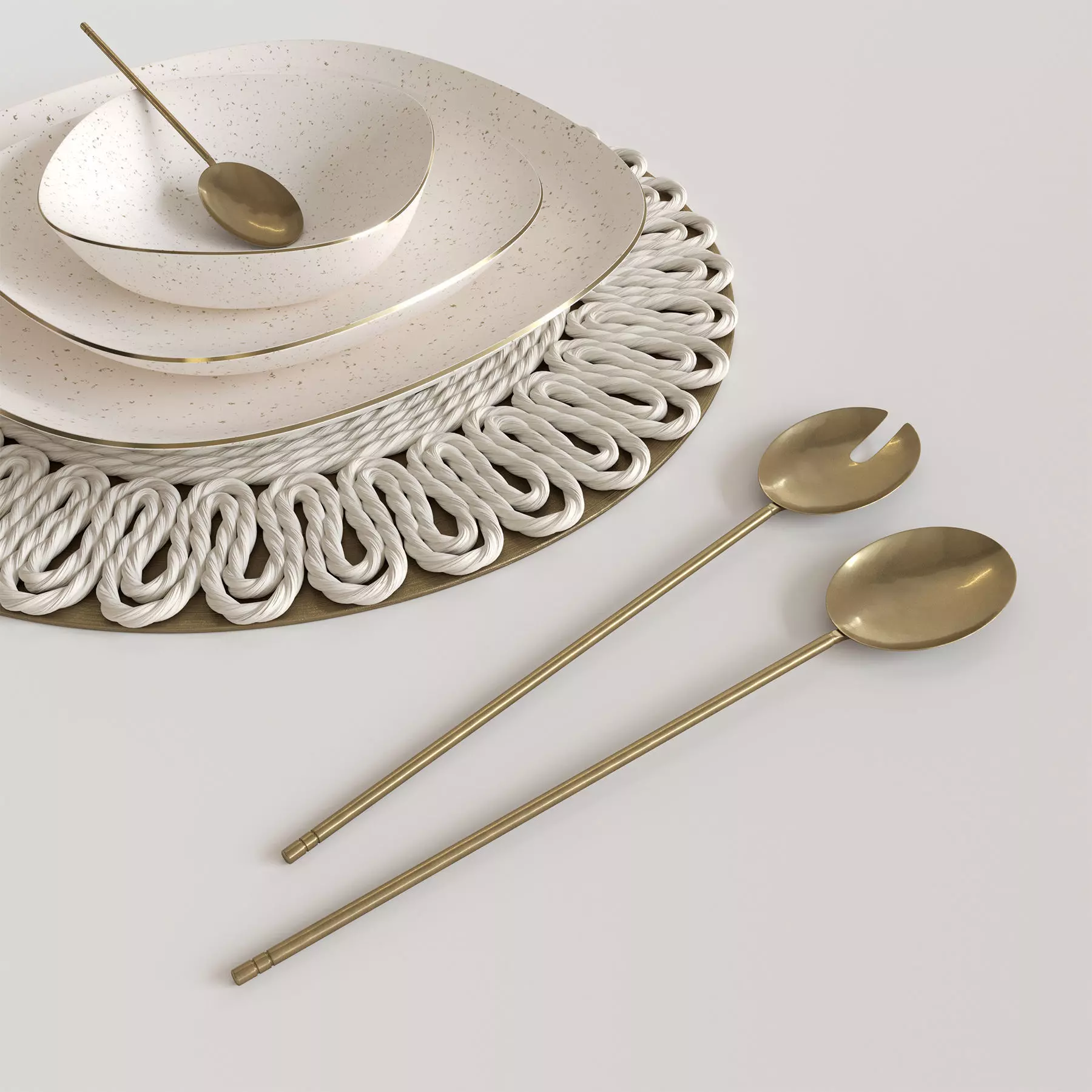 Placemat three plates stacked 3D model