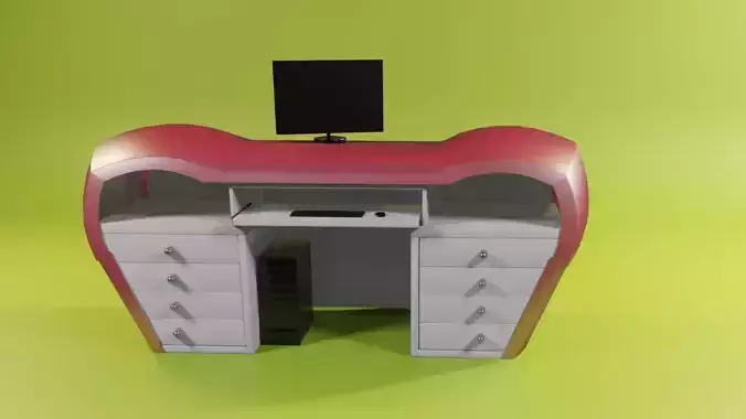 Table office desk with plastic part 2 3D model