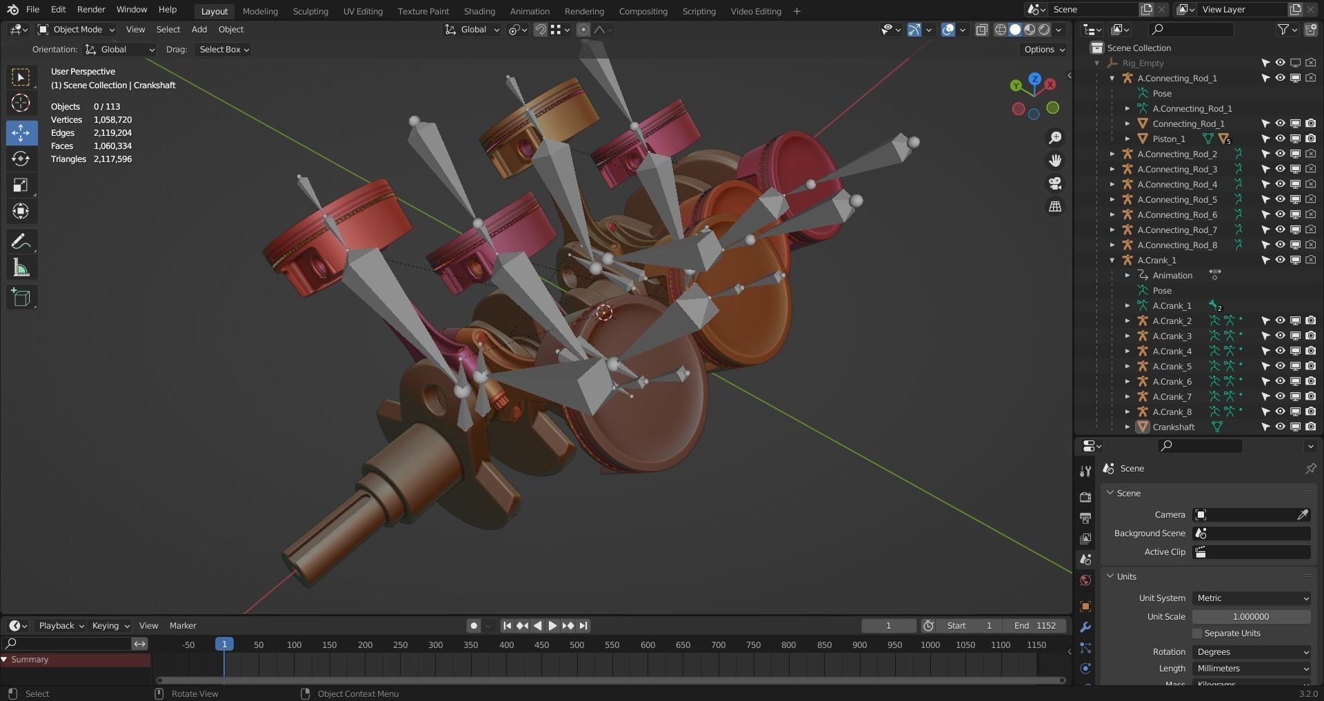Animated V8 Engine 3D model_39