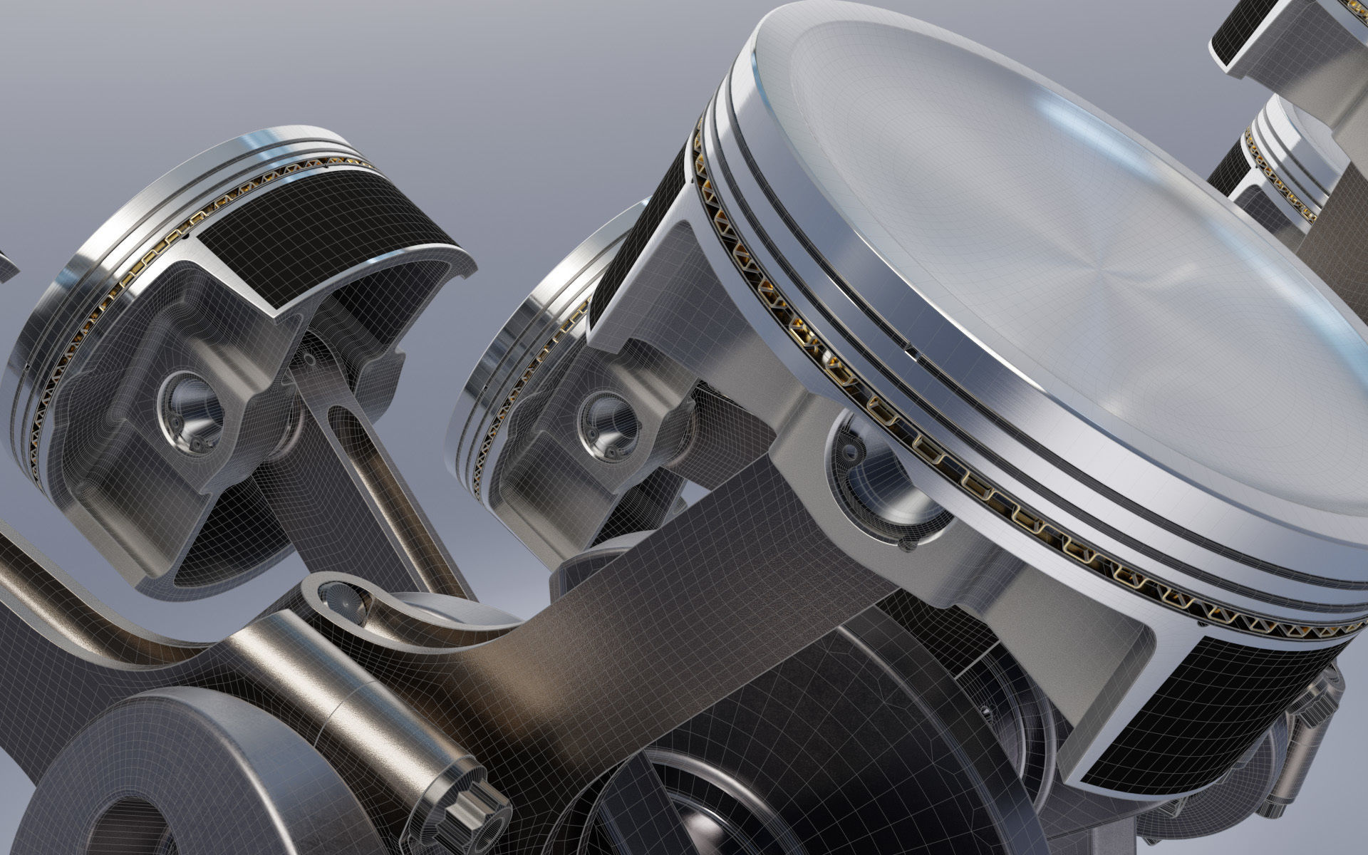 Animated V8 Engine 3D model_19