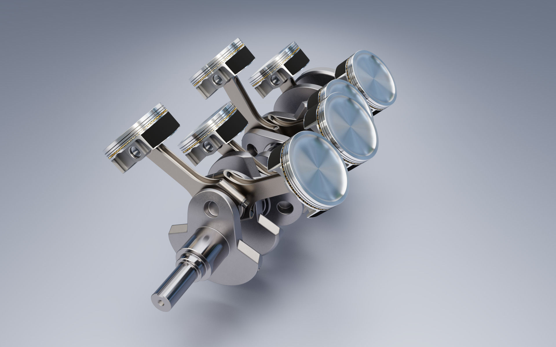 Animated V8 Engine 3D model_2