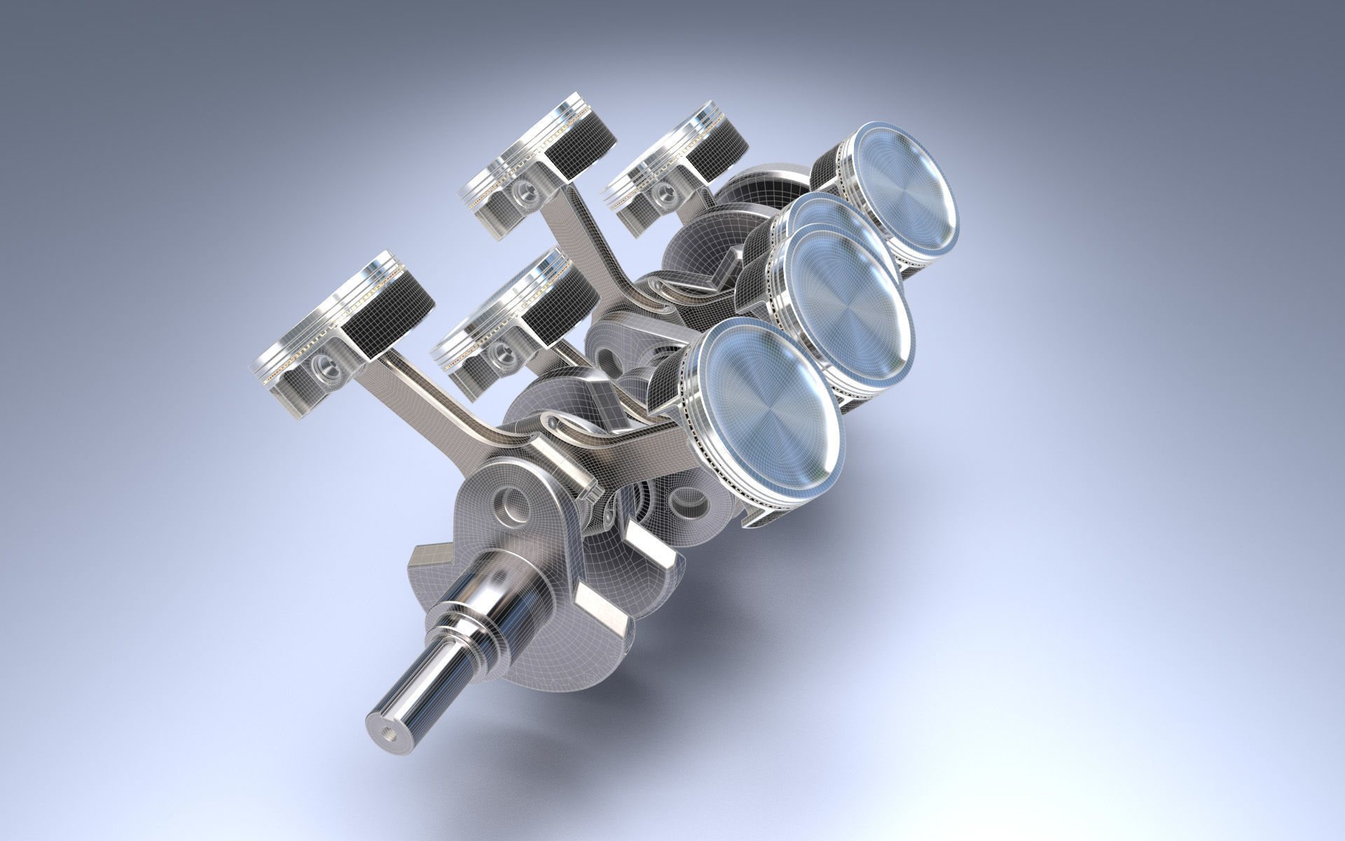 Animated V8 Engine 3D model_3