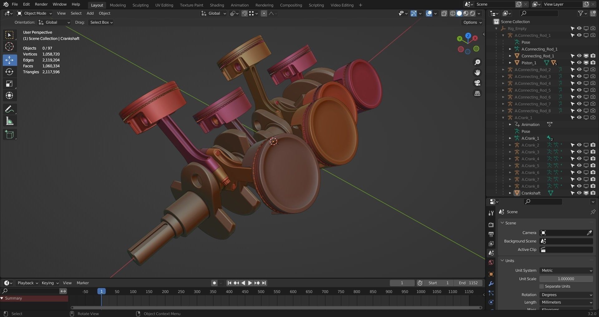 Animated V8 Engine 3D model_37