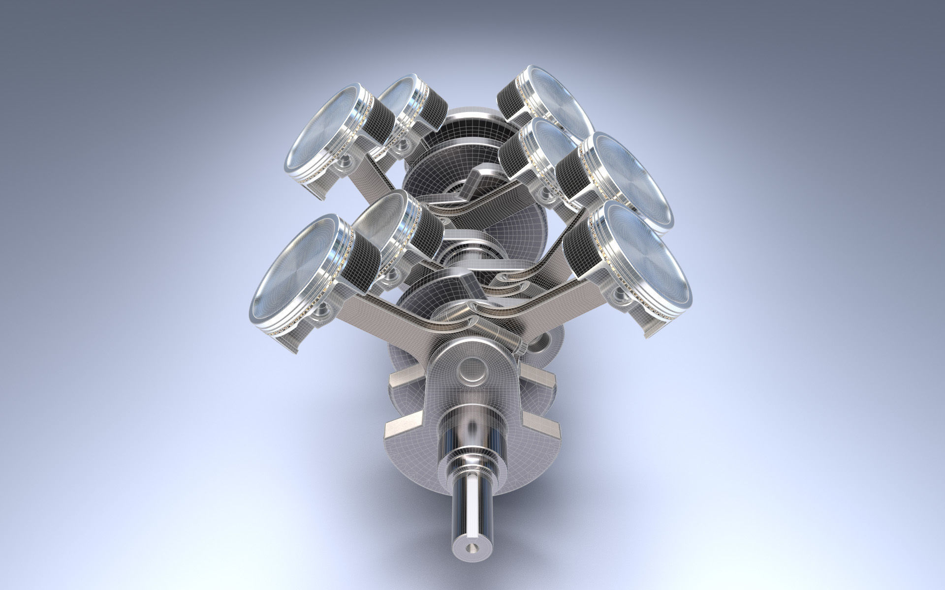 Animated V8 Engine 3D model_5