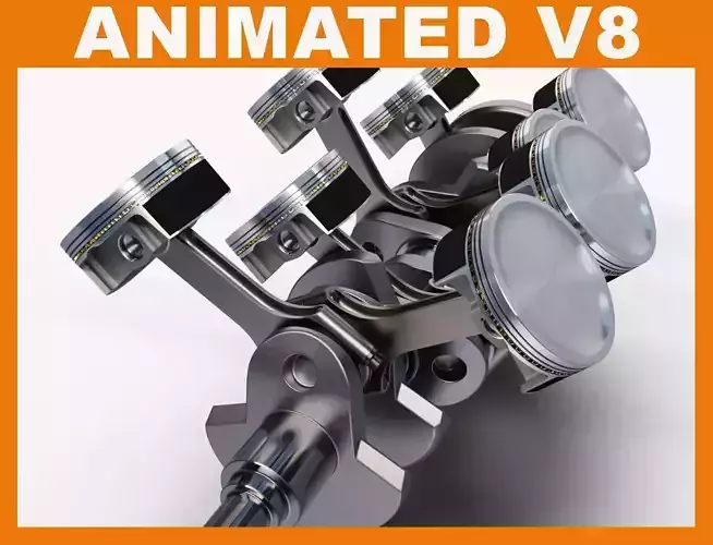 Animated V8 Engine 3D model