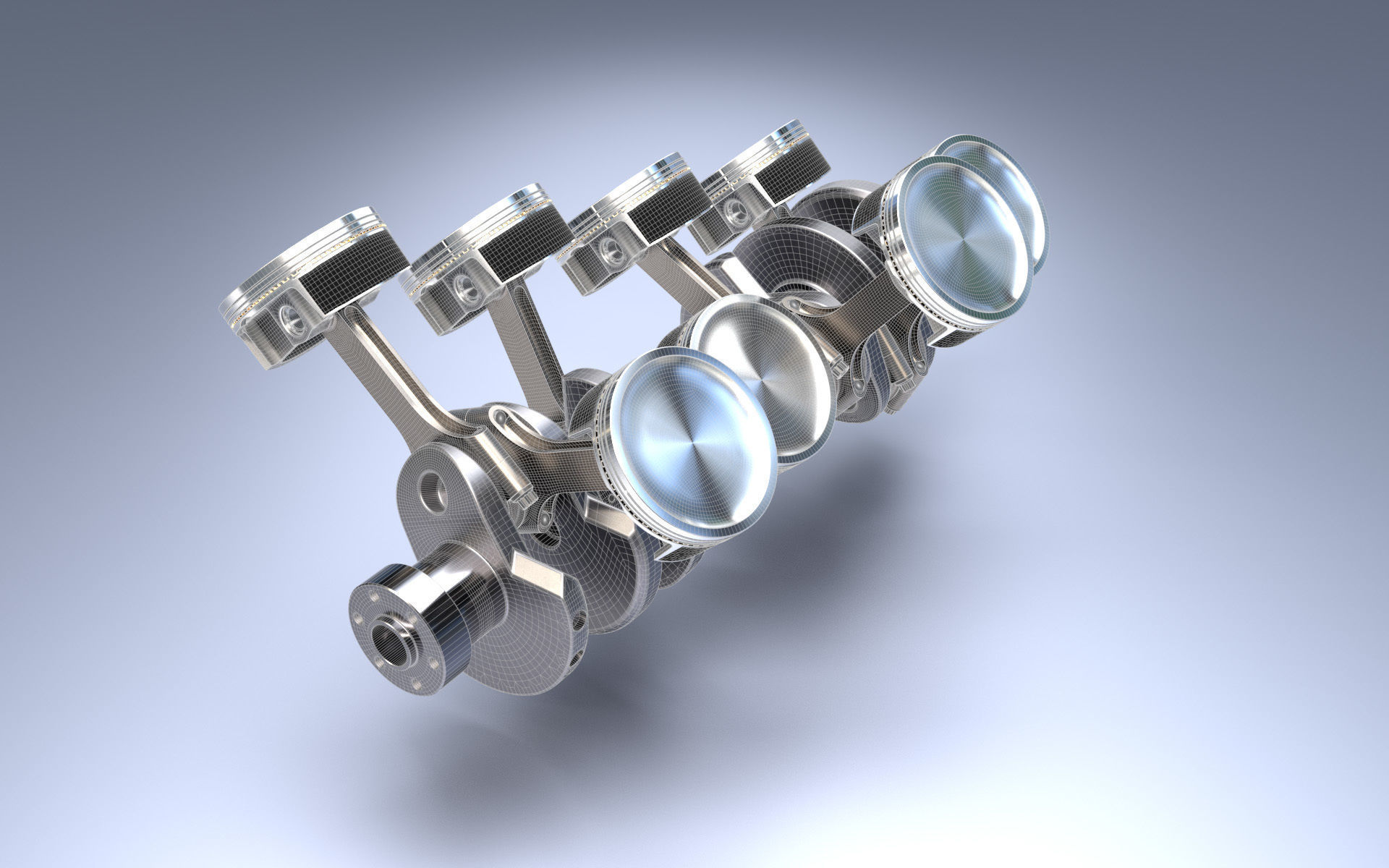Animated V8 Engine 3D model_8