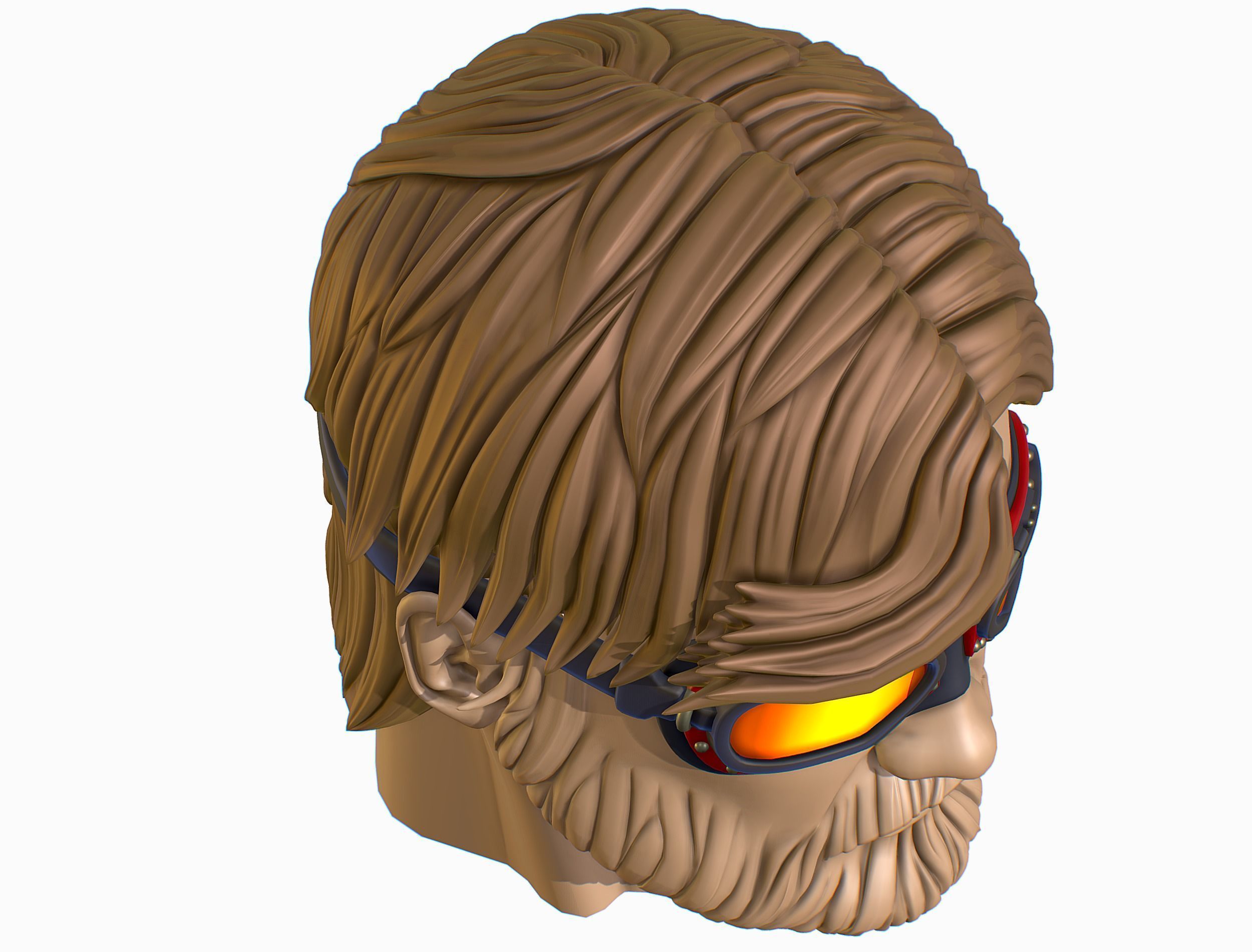 High Poly Mans Head with Beard and Glasses Low-poly 3D model_15