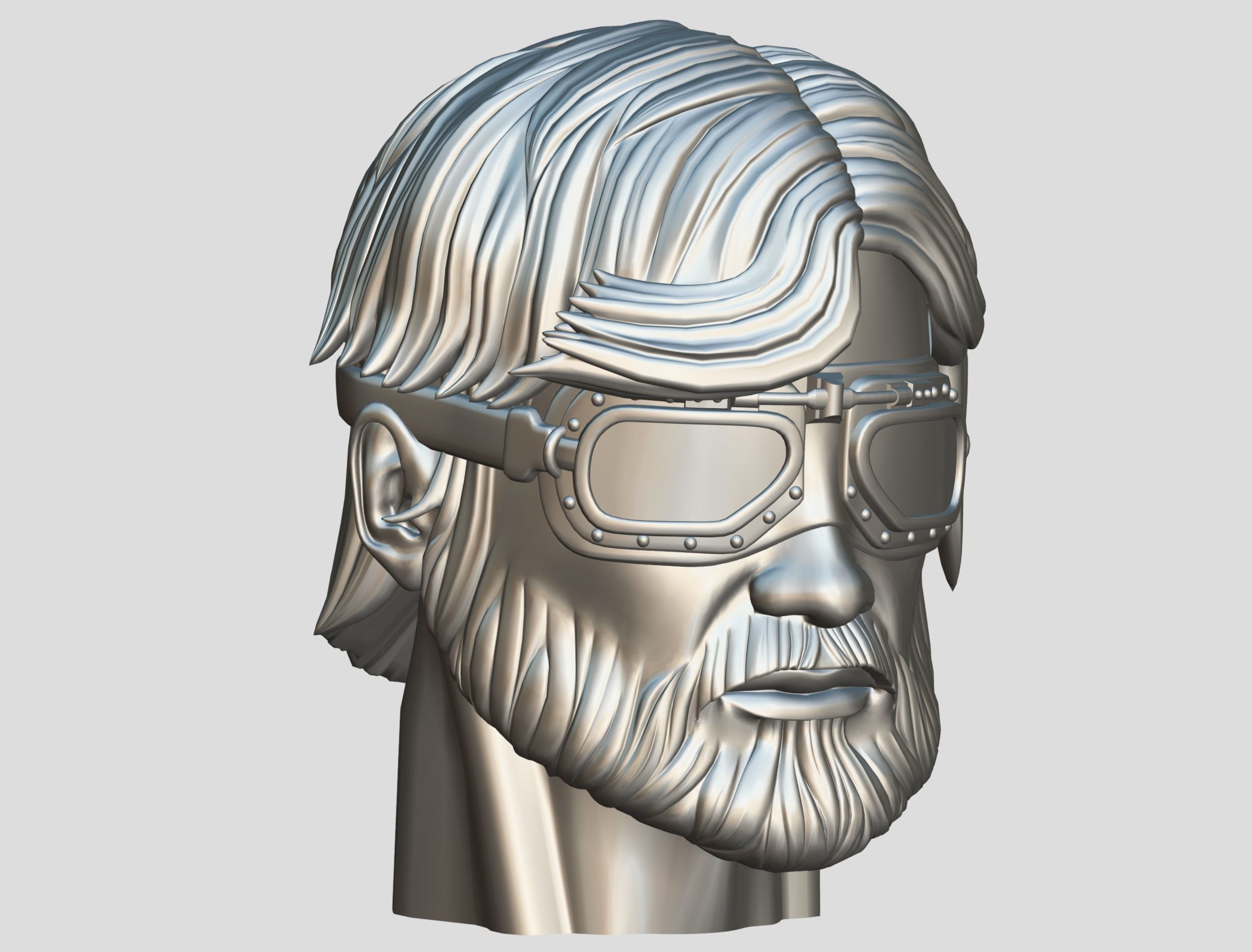 High Poly Mans Head with Beard and Glasses Low-poly 3D model_25