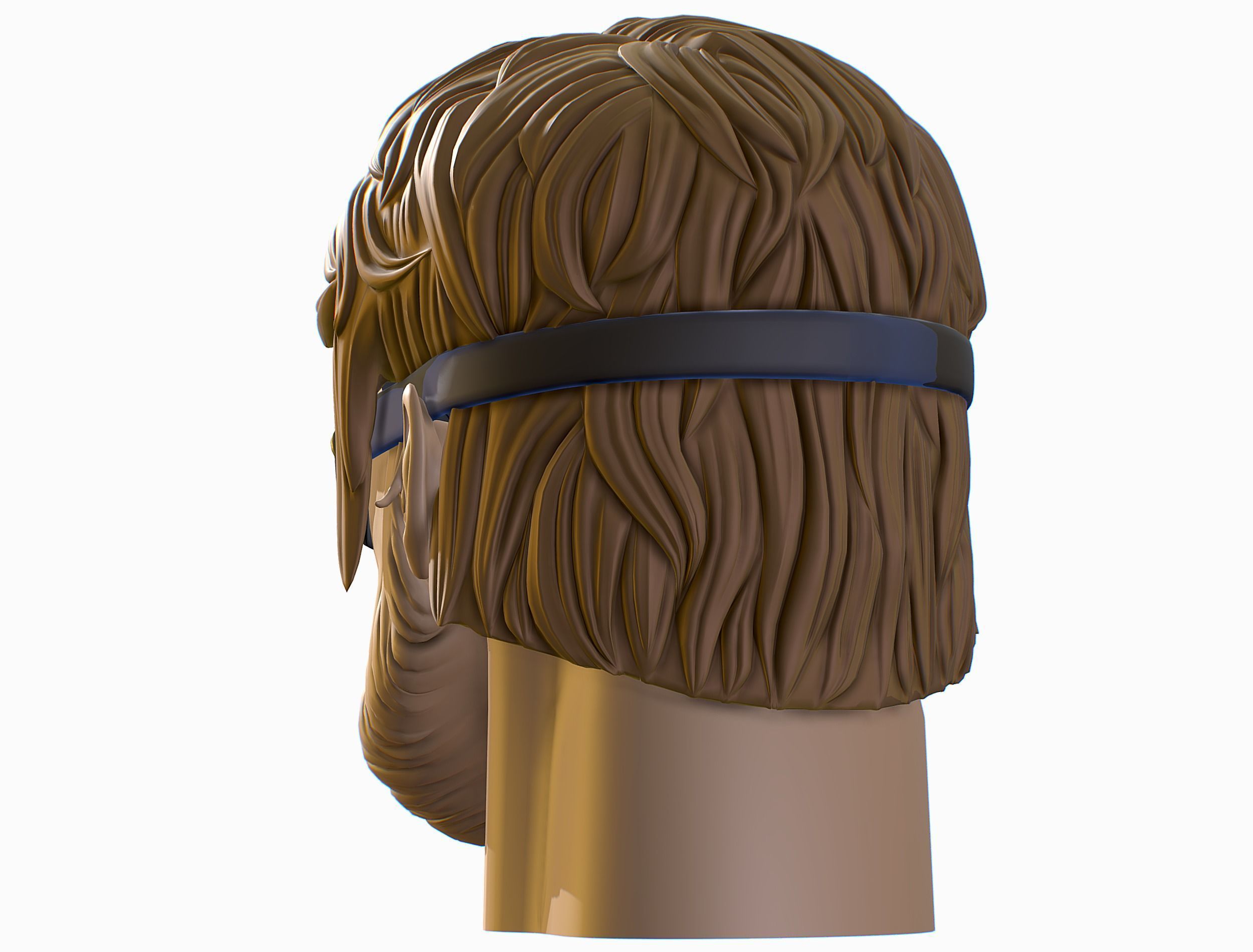 High Poly Mans Head with Beard and Glasses Low-poly 3D model_8