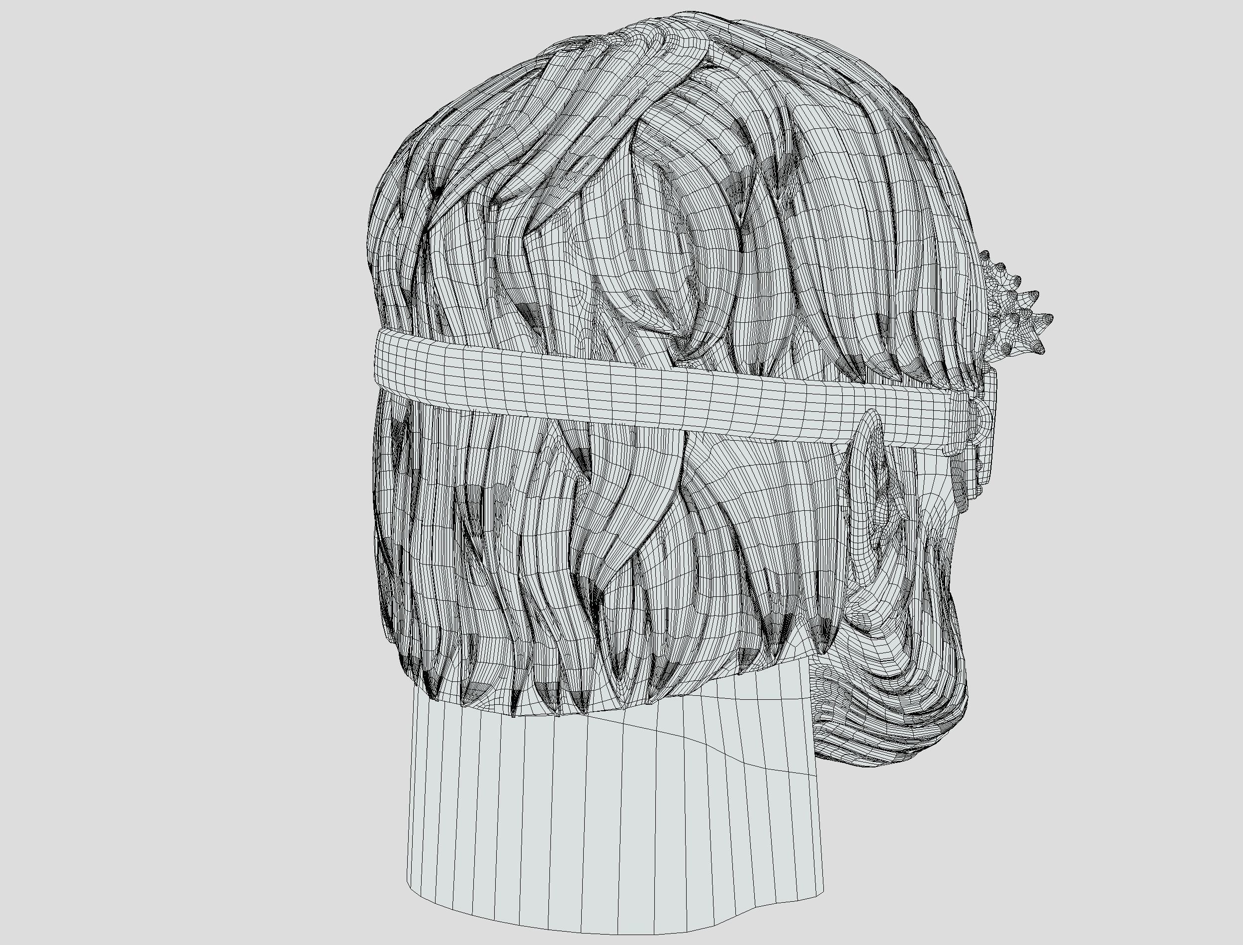 High Poly Mans Head with Beard and Glasses Low-poly 3D model_30