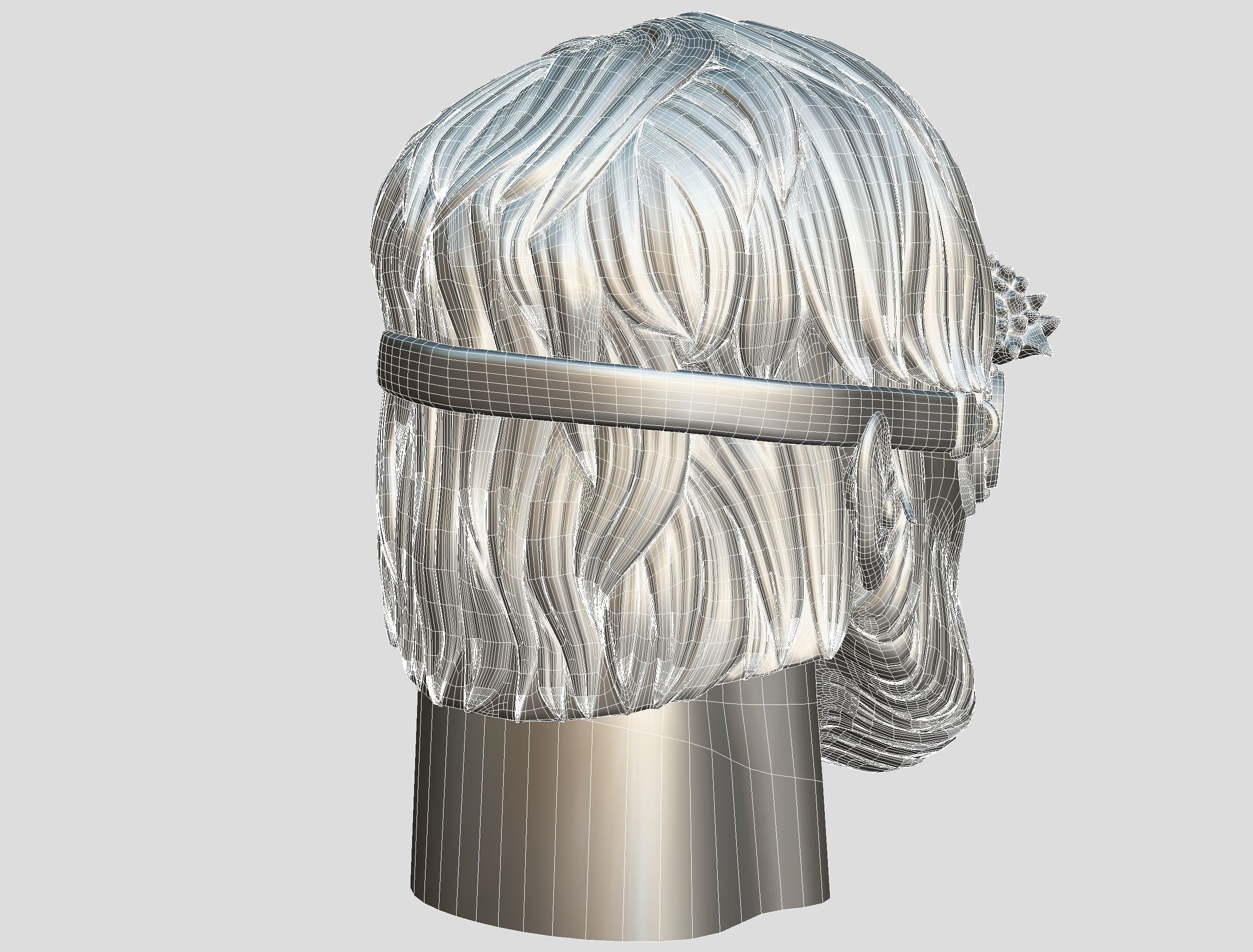 High Poly Mans Head with Beard and Glasses Low-poly 3D model_28