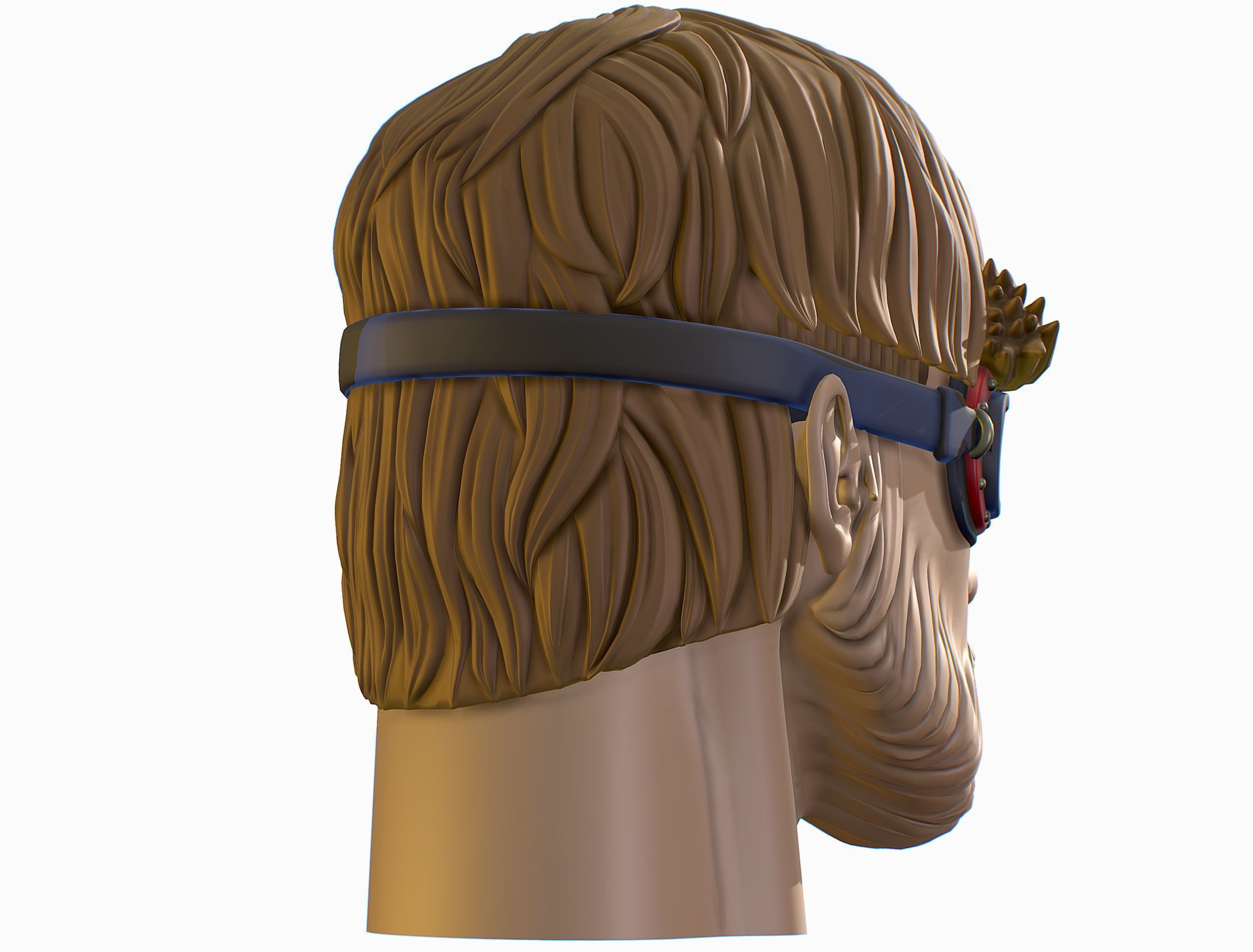 High Poly Mans Head with Beard and Glasses Low-poly 3D model_11