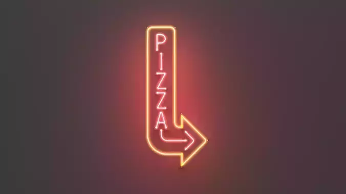 Pizza Arrow - Neon Sign 3D model