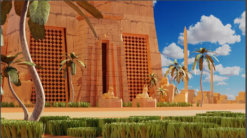 An ancient Egyptian temple Low-poly 3D model_0