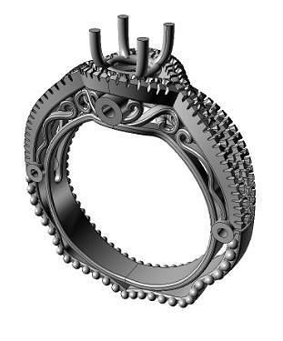 YD190 ornate engagement ring 3D print model