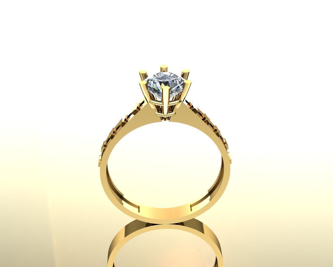 Solitaire Ring with Hearts 81 Carat Diamond 3D print model_3