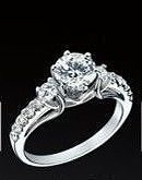 YD192 diamond engagement ring with three stones 3D print model