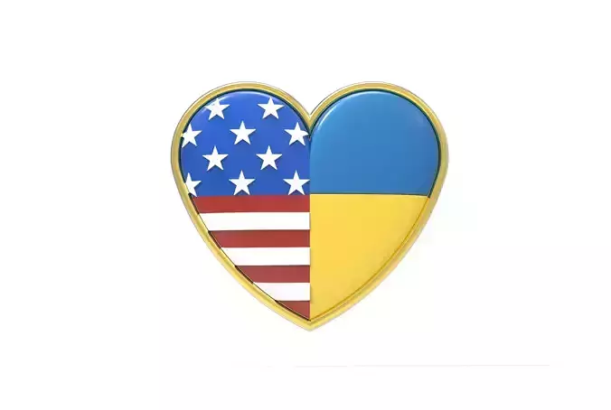 USA Ukraine heart badge