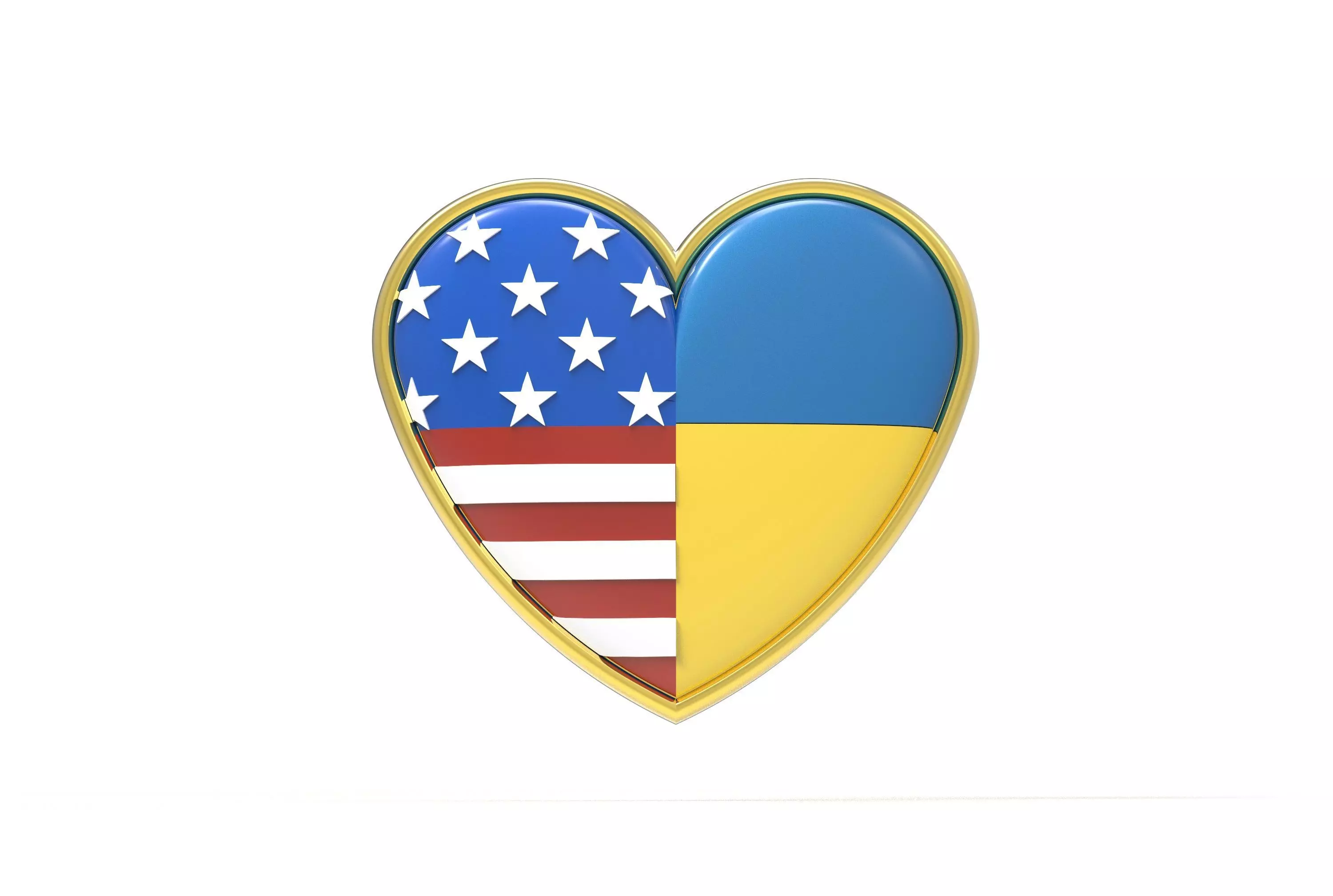 USA Ukraine heart badge 3D print model