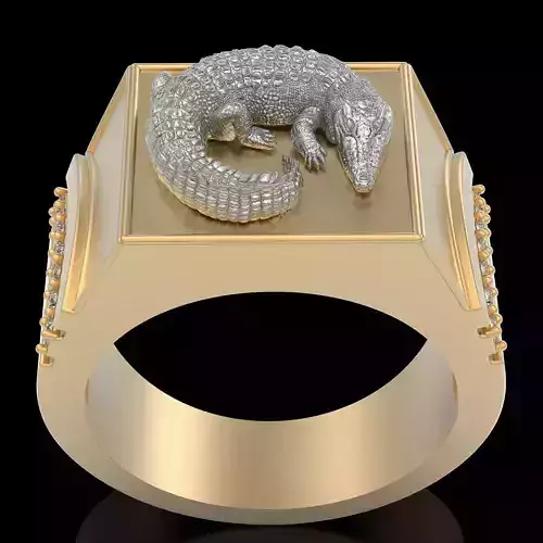 Crocodile ring silver gold sterling printable jewelry 3D model