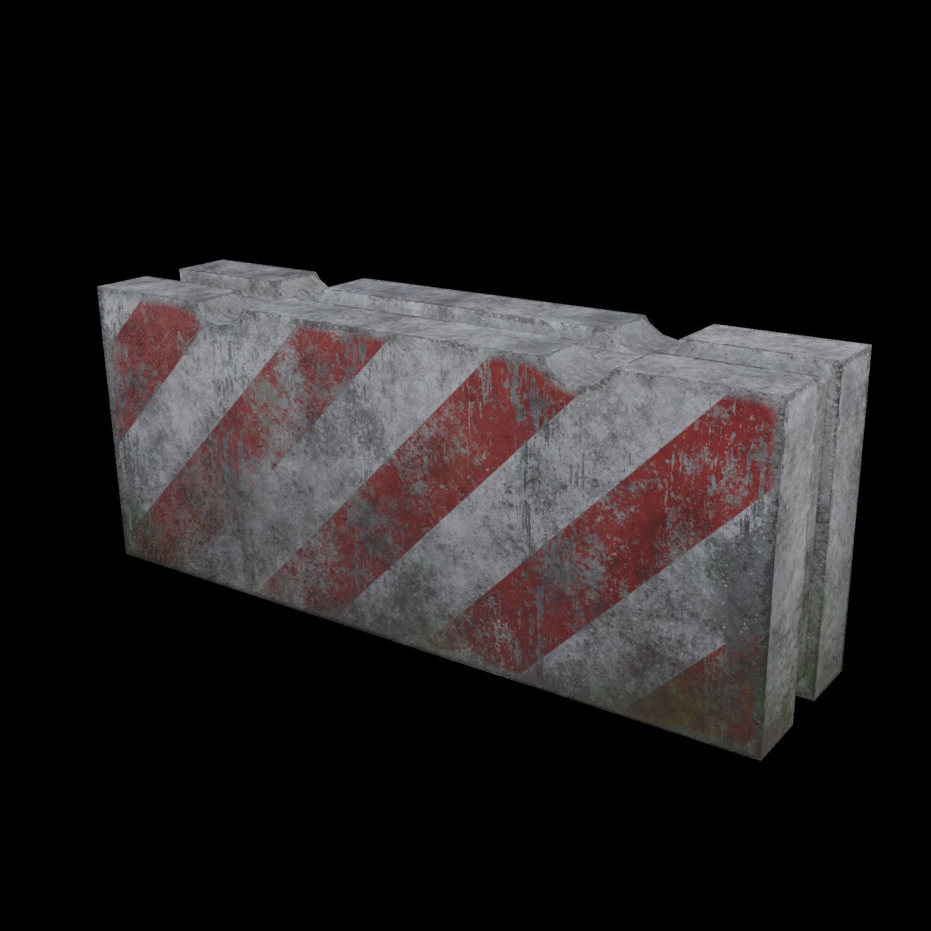 Concrete block restricting traffic PBR low-poly game ready Low-poly 3D model_1