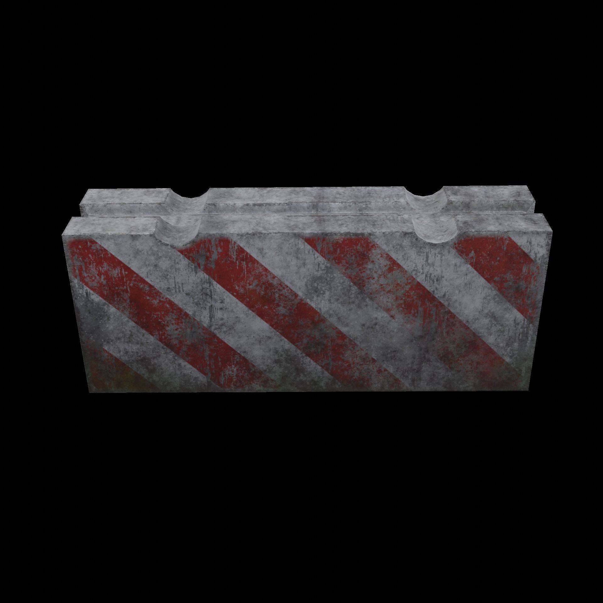 Concrete block restricting traffic PBR low-poly game ready Low-poly 3D model_6