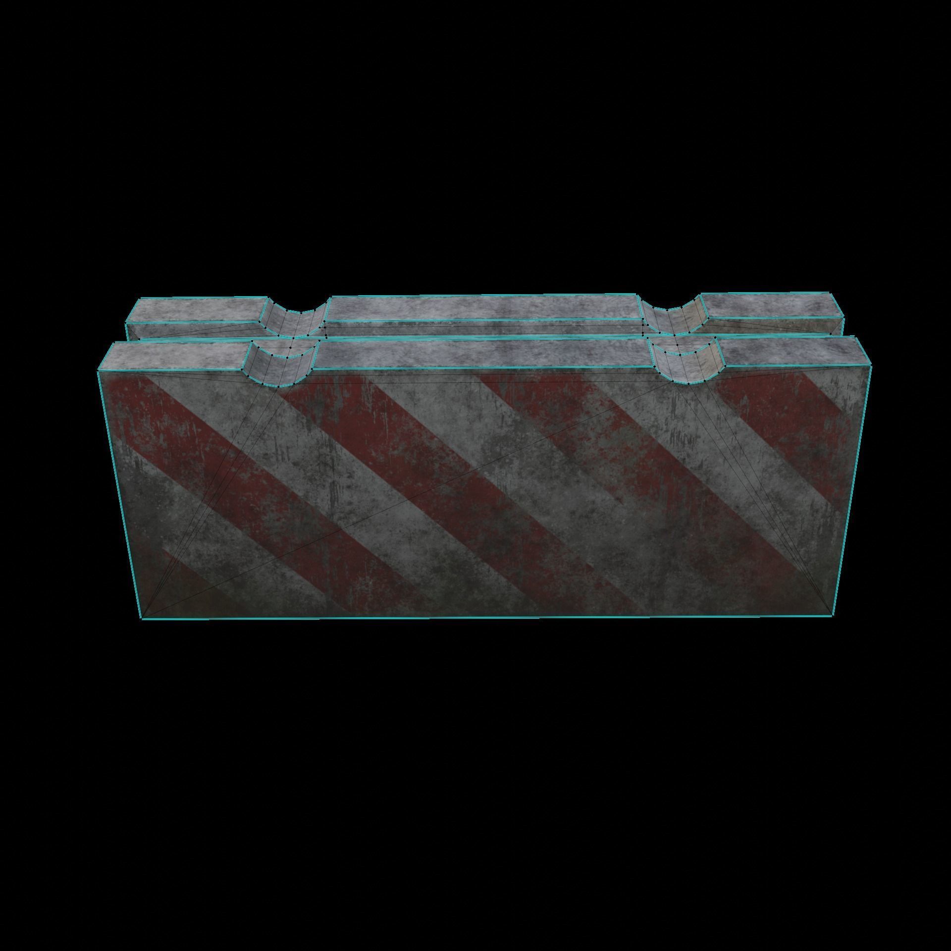 Concrete block restricting traffic PBR low-poly game ready Low-poly 3D model_7