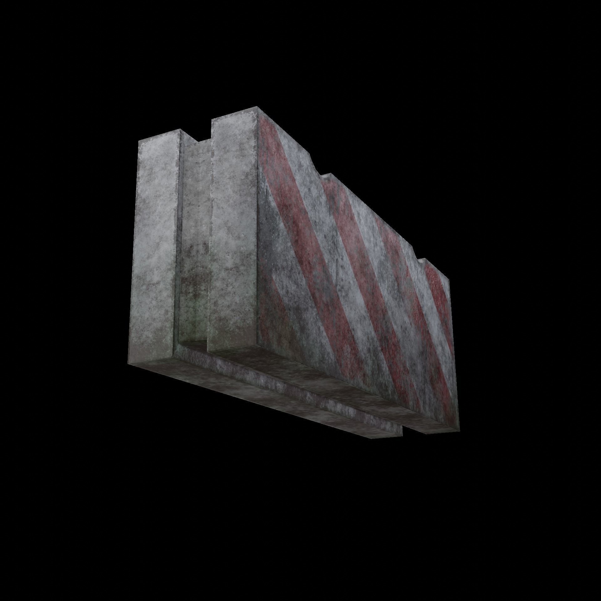 Concrete block restricting traffic PBR low-poly game ready Low-poly 3D model_4